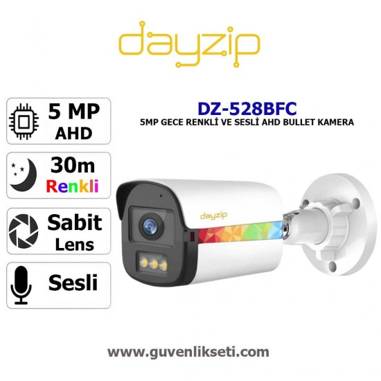 Dayzip DZ-528BFC 5MP gece renkli sesli AHD bullet güvenlik kamerası